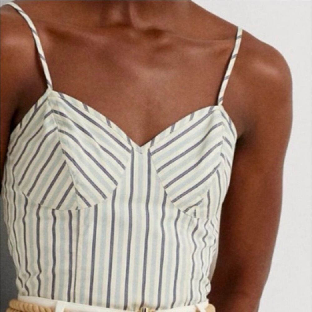 Ralph Lauren Black Label Striped Smocked Top 12 NWT Coastal Chic Summer Luxe